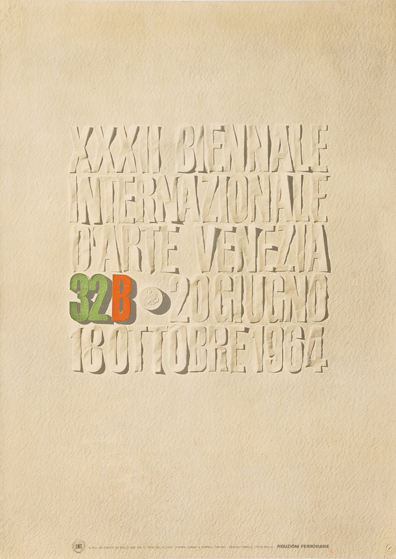 Massimo Vignelli : XXII Biennale Internazionale d'arte Venezia - ENIT - MOMA  - Asta Manifesti d'Epoca e Collectible - Cambi Casa d'Aste