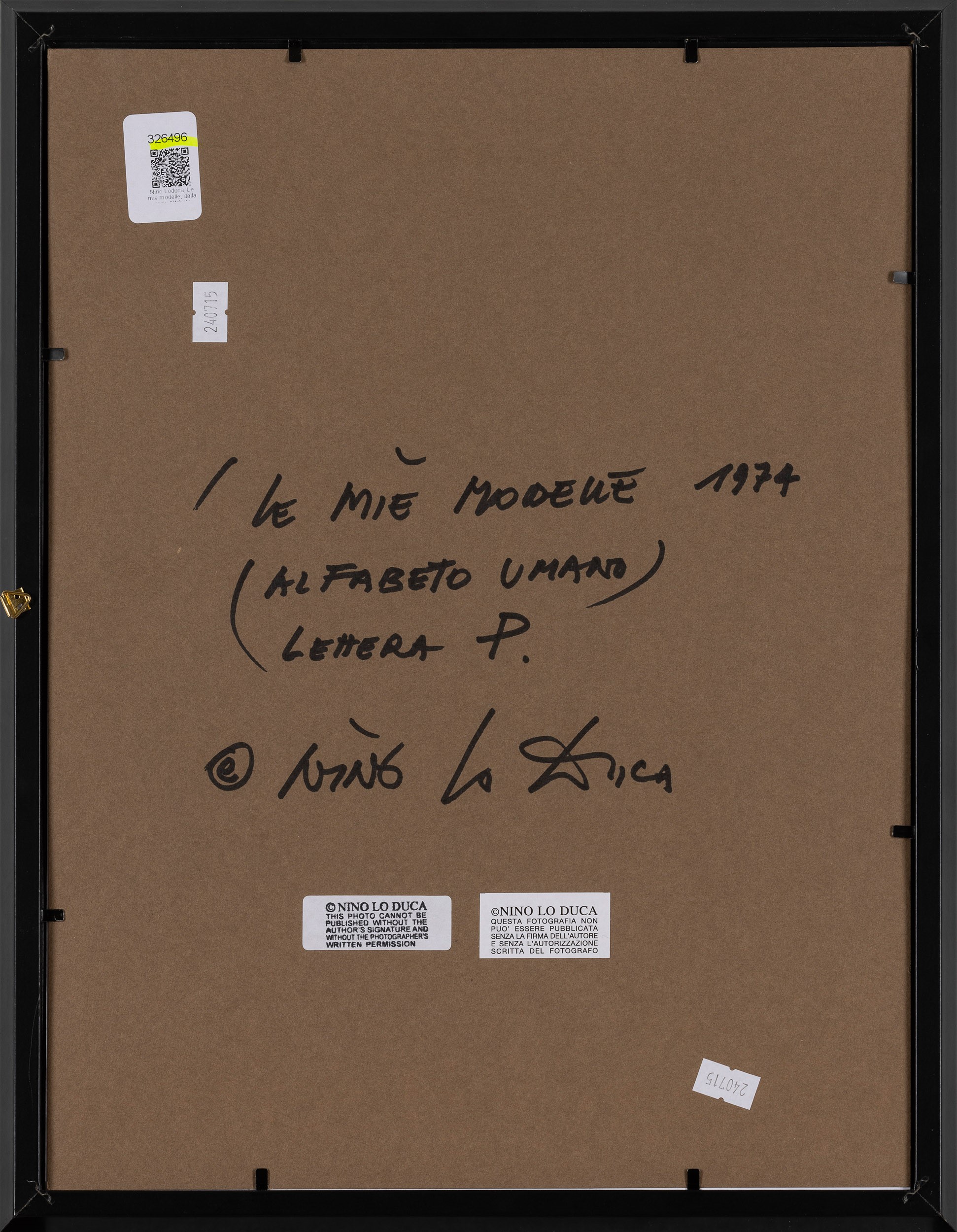 Nino lo Duca - Lettera P, dalla Serie "alfabeto Umano"