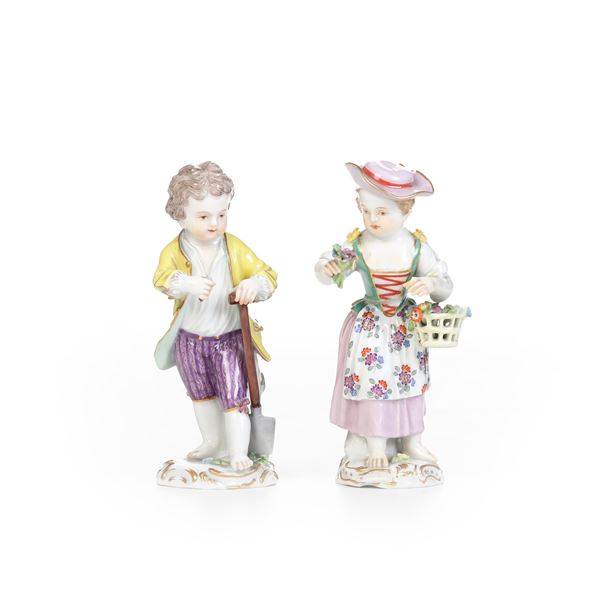 Coppia di figurine giovani giardinieri. Meissen, 1924-1934.