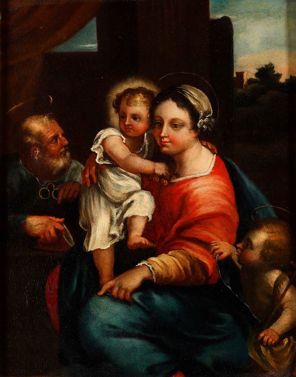 Scuola emiliana del XVII secolo Sacra Famiglia con San Giovannino