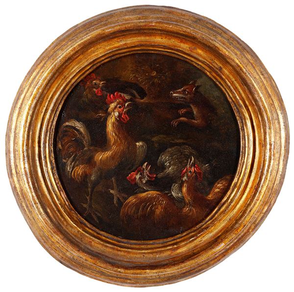 Scuola del XVIII secolo Volpe e galline
