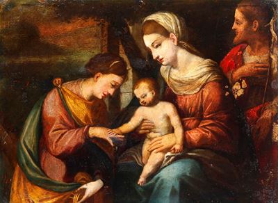 Scuola Italiana del XVII Secolo Matrimonio Mistico di Santa Caterina
