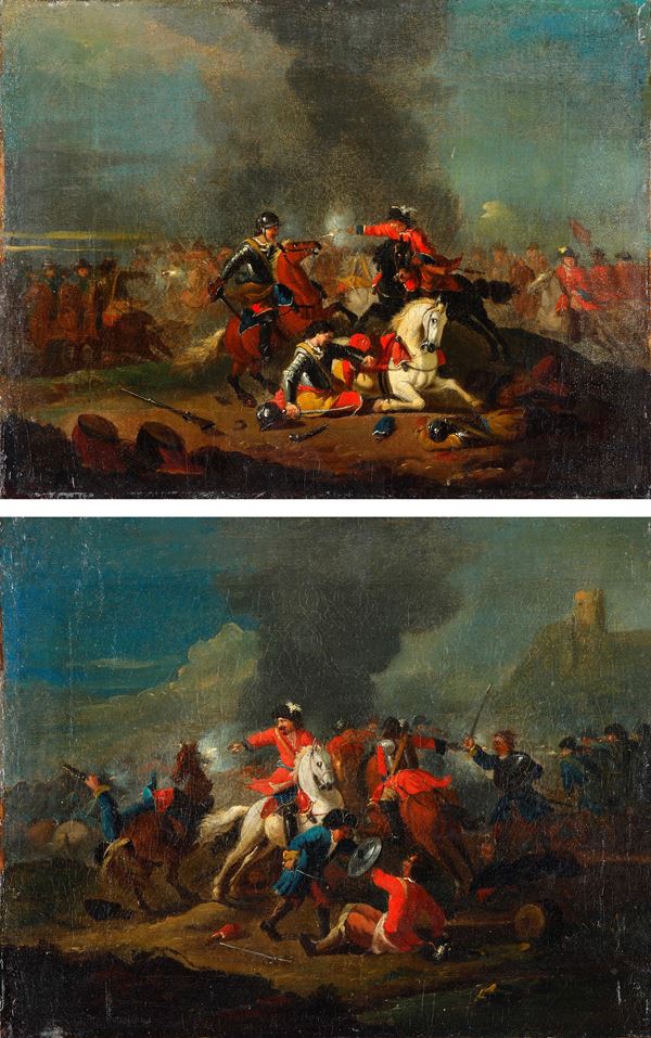 Scuola del XVIII secolo Scontri di cavalleria