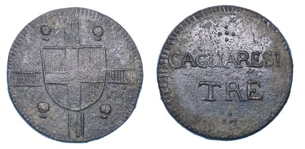 REGNO DI SARDEGNA. VITTORIO EMANUELE I DI SAVOIA, 1802-1821. Da 3 Cagliaresi.