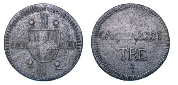 REGNO DI SARDEGNA. VITTORIO EMANUELE I DI SAVOIA, 1802-1821. Da 3 Cagliaresi.