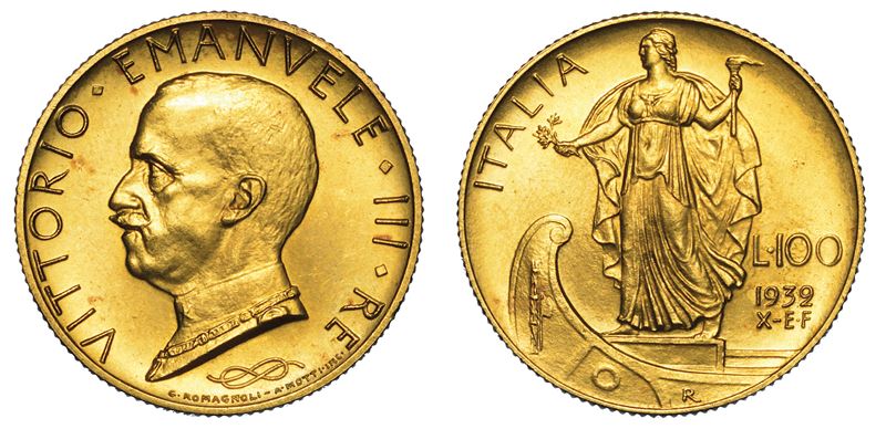 REGNO D’ITALIA. VITTORIO EMANUELE III DI SAVOIA, 1900-1946. 100 lire 1932/A. X. Italia su prora.  - Asta Numismatica - I - Cambi Casa d'Aste