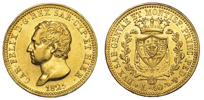 Regno di Sardegna. Carlo Felice di Savoia, 1821-1831. 40 Lire 1825. Torino.