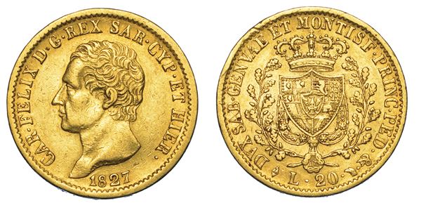 REGNO DI SARDEGNA. CARLO FELICE DI SAVOIA, 1821-1831. 20 Lire 1827. Torino.
