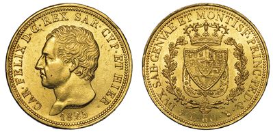 Regno di Sardegna. Carlo Felice di Savoia, 1821-1831. 80 Lire 1825. Torino.