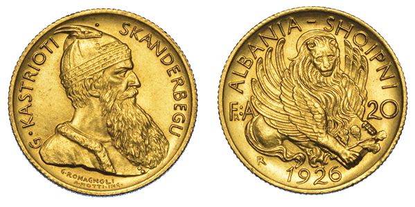 ALBANIA. AHMED ZOGU PRESIDENTE, 1925-1928. 20 Franga 1926. Roma.