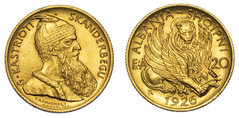 ALBANIA. AHMED ZOGU PRESIDENTE, 1925-1928. 20 Franga 1926. Roma.  - Asta Numismatica - I - Cambi Casa d'Aste