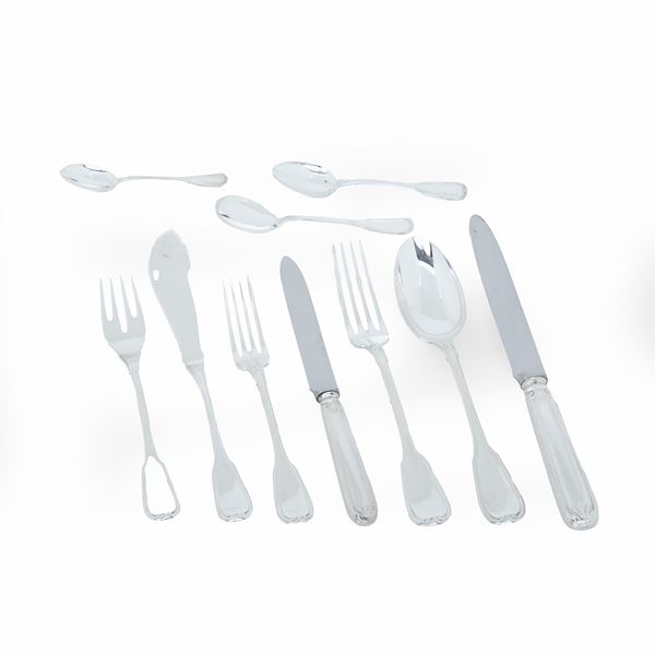 Servizio di posate per 8 persone. Argenteria italiana del XX secolo, argentiere Cesa, Alessandria