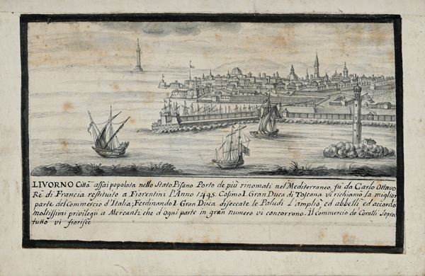 Scuola del XVIII secolo Veduta del porto di Livorno