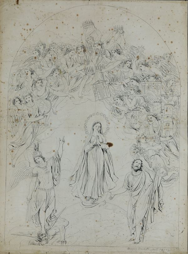 Maria Vergine tra San Giuseppe e San Michele Arcangelo con angeli festanti