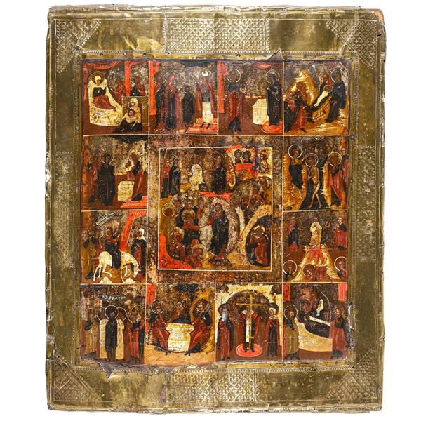 Icona raffigurante la Resurrezione di Cristo e altre scene del Vangelo