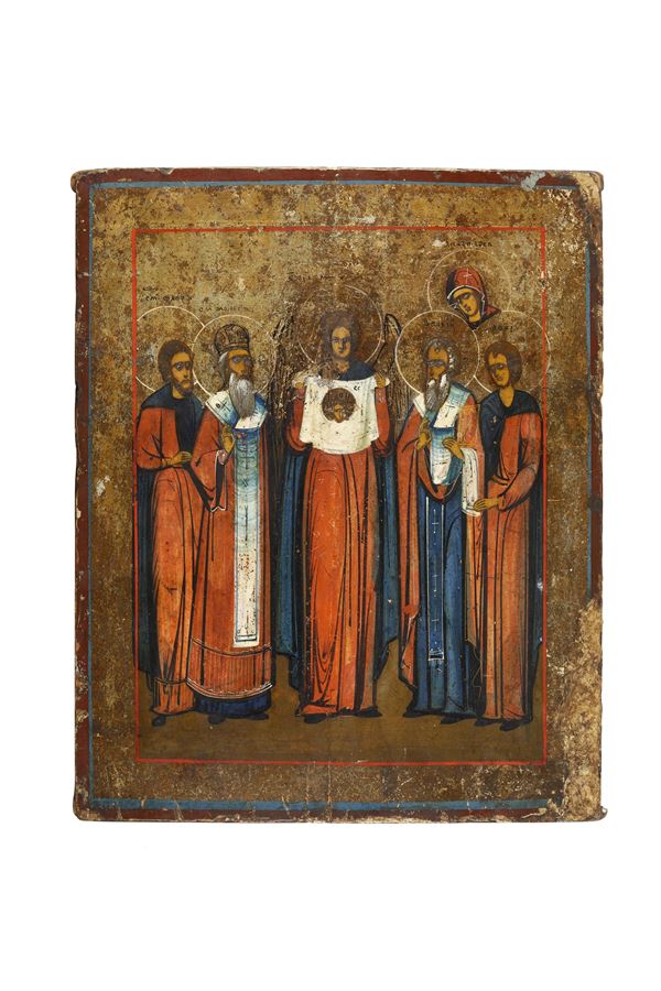 Icona raffigurante l'Arcangelo Michele con il Mandilion, i santi martiri Florian e Modest, san Basilio il Grande, san Lorenzo e santa Anastasia.