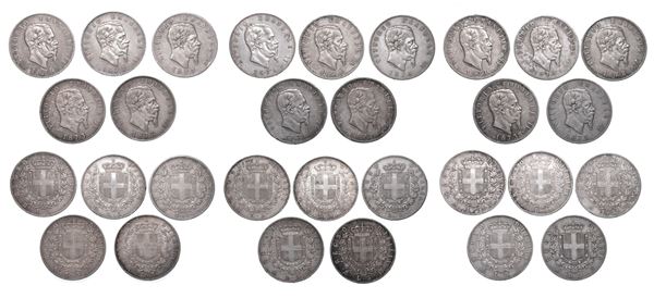 REGNO D'ITALIA. VITTORIO EMANUELE II DI SAVOIA, 1861-1878. Lotto di quindici monete.