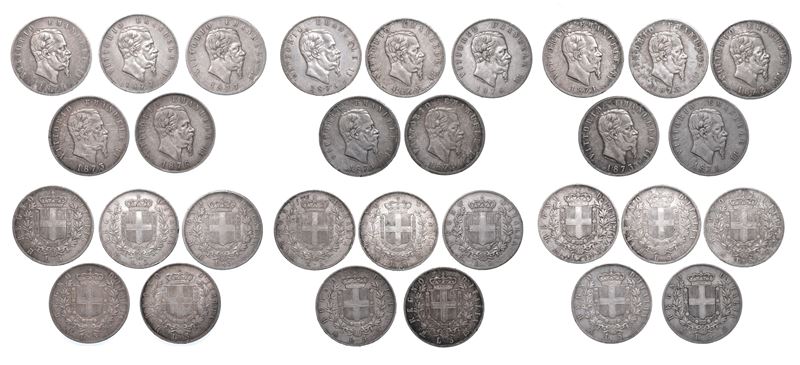 REGNO D'ITALIA. VITTORIO EMANUELE II DI SAVOIA, 1861-1878. Lotto di quindici monete.  - Asta Numismatica - I - Cambi Casa d'Aste