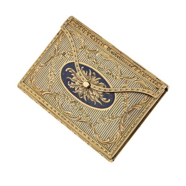 Enamel and gold card holder. French hallmarks. Workmaster's hallmarks partially illegible