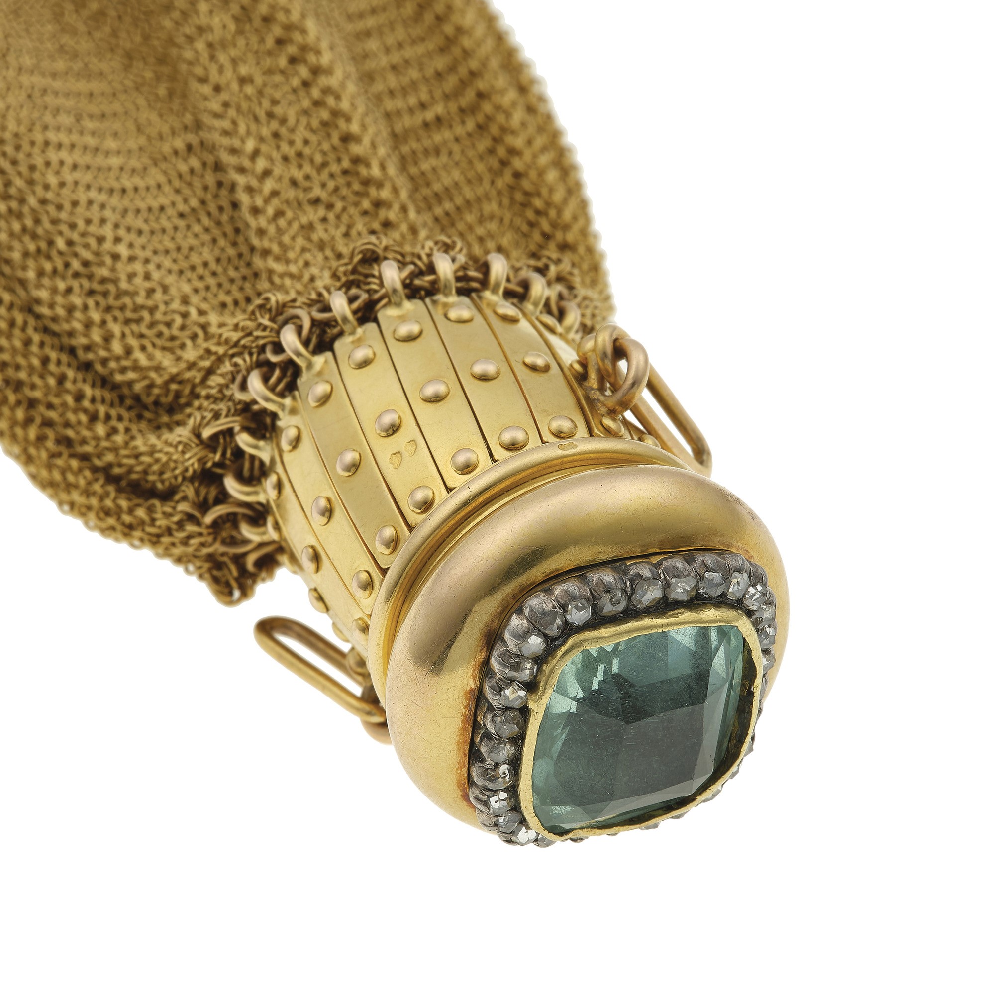Borsetta in Maglia con Berillo Verde e Rosette di Diamante
