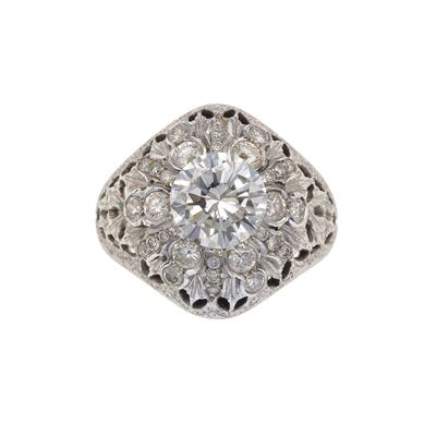 Anello con diamante taglio brillante di ct 2.24, oro bianco 750/1000
