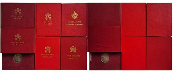 Vaticano 1958 – 1978. 7 monete da 500 Lire Ag. Sede Vacante in folder.