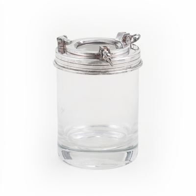 Portaghiaccio in Vetro con Tappo in Argento. Argenteria Italiana del XX Secolo, Argentiere Cesa, ...