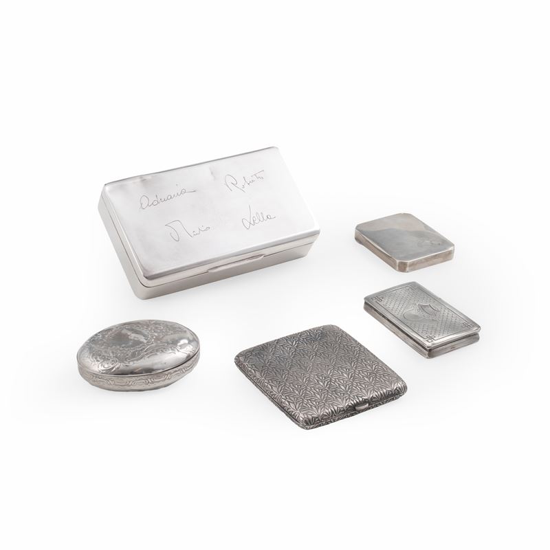 Cinque scatole. Varie manifatture italiane ed europee del XX secolo  - Auction Silvers and Icons - Cambi Casa d'Aste