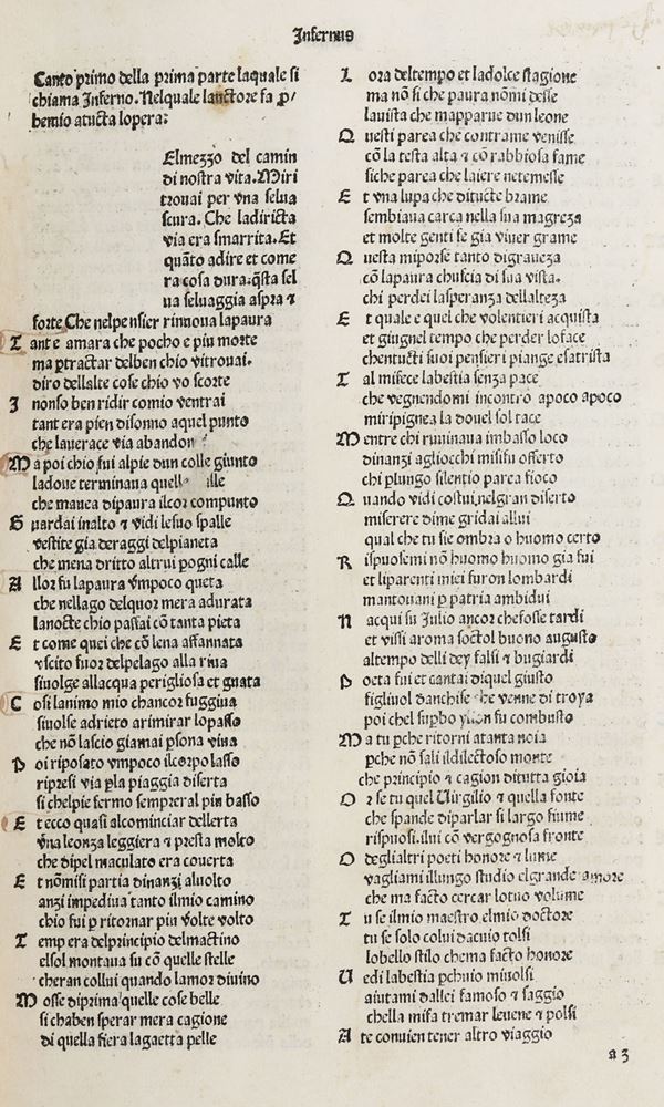 Alighieri Dante (1265-1321) Commedia Venezia, Videlin De Spira, 1477