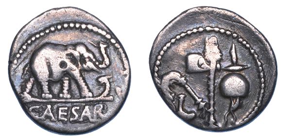 GIULIO CESARE, 100-44 a.C. Denario, anni 49-48 a.C. Zecca itinerante.