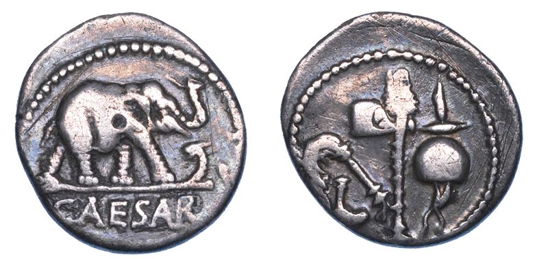 GIULIO CESARE, 100-44 a.C. Denario, anni 49-48 a.C. Zecca itinerante.  - Auction Numismatics - I - Cambi Casa d'Aste