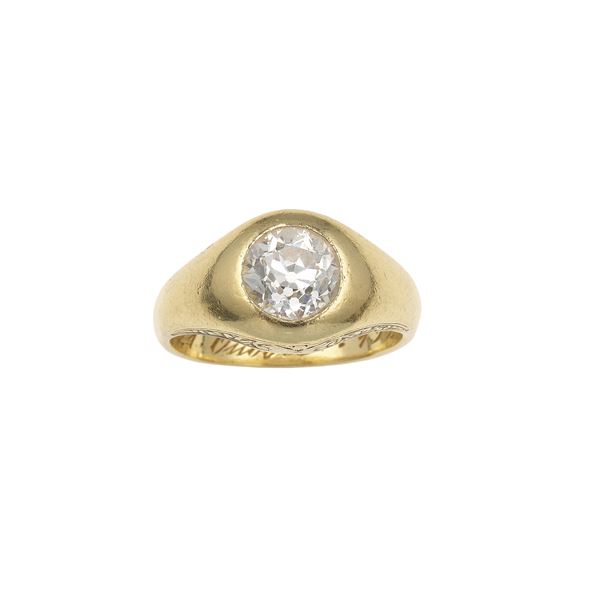 Old-cut diamond weighing carats 2.00 carats approximately, gold ring