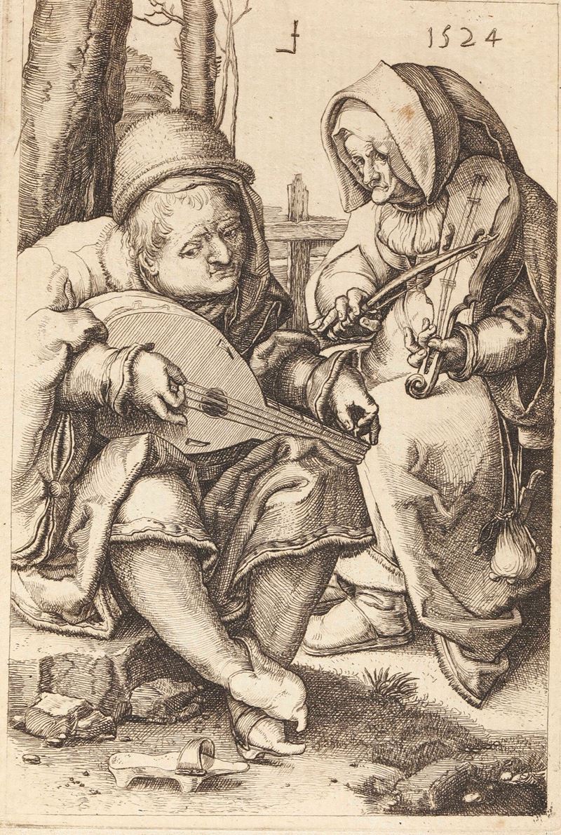 Luca di Leida (1494-1533) I musicanti, 1524  - Asta Libri Antichi e Rari - Cambi Casa d'Aste