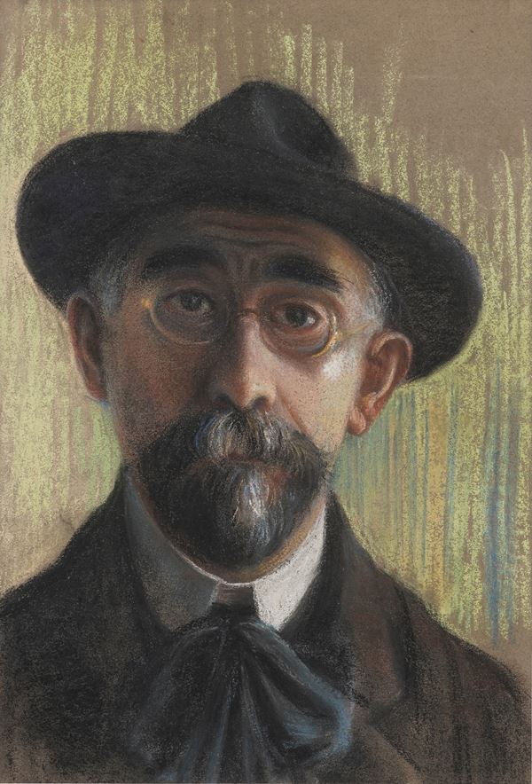 Anonimo del XIX-XX secolo Uomo con cappello e occhiali