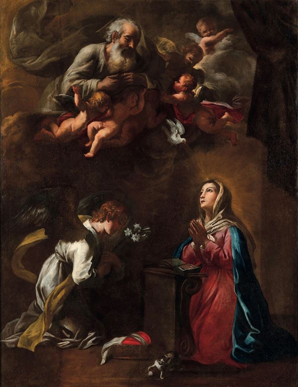 Scuola del XVII secolo Annunciazione con Dio Padre