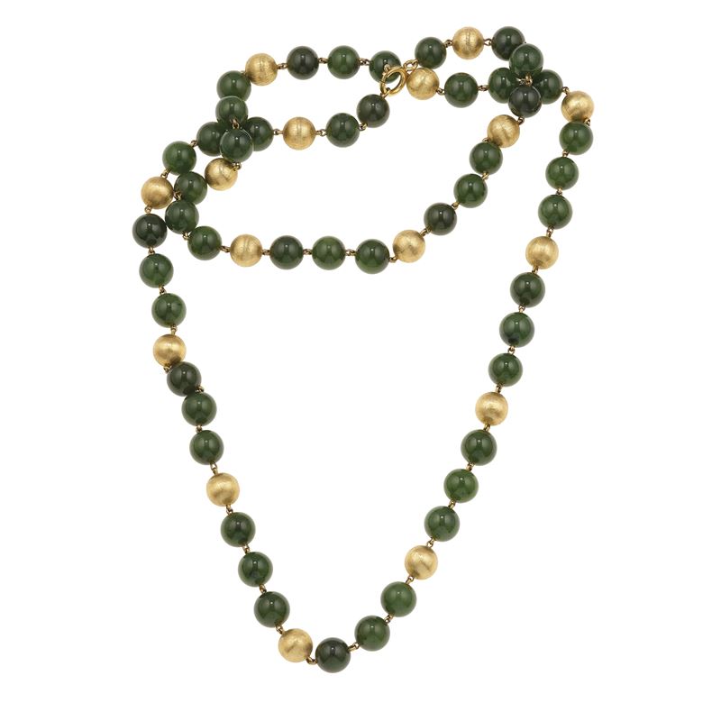 Nephrite and gold necklace  - Auction Jewels - Cambi Casa d'Aste