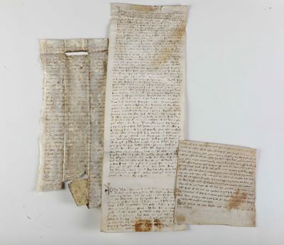 Tre Pagine Manoscritte su Pergamene, del XIII-XIV Secolo