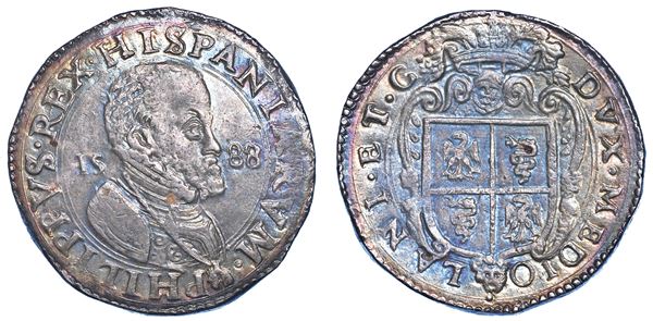 MILANO. FILIPPO II D'ASBURGO, 1556-1598. Scudo d'argento 1588.