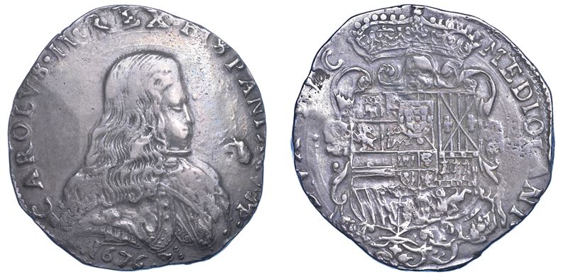 MILANO. CARLO II DI SPAGNA, 1665-1700. Filippo o Carlo 1676.  - Asta Numismatica - I - Cambi Casa d'Aste