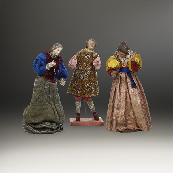 Giovane e due figure femminili. Arte italiana del XIX secolo