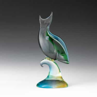 Cenedese, Pesce su onda marina, vetro sommerso e modellato a caldo (Murano, 1960 ca)