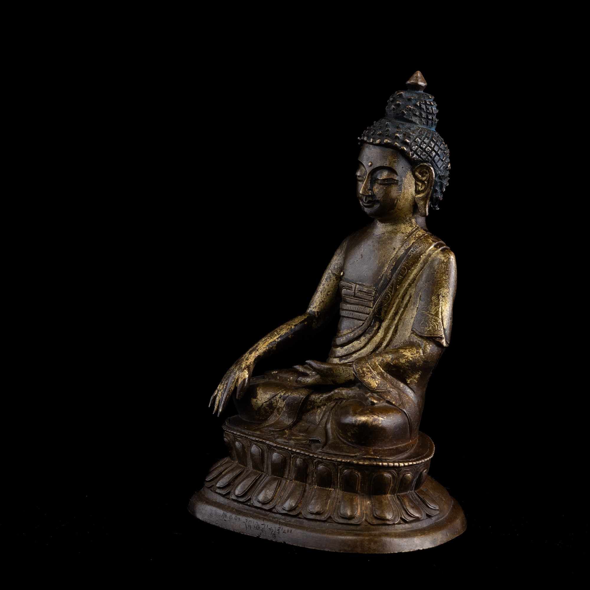 Figura di Buddha Sakyamuni Seduto su Doppio Fiore di Loto, Tibet, XVIII Secolo