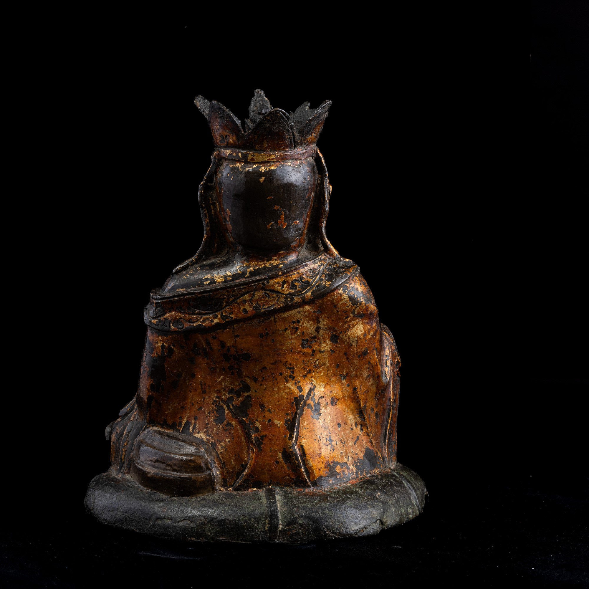 Figura di Budai in Bronzo con Tracce di Doratura, Cina, Dinastia Ming (1368-1644)