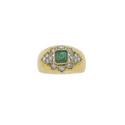 Anello con Smeraldo Centrale per Ct 0.70 Circa