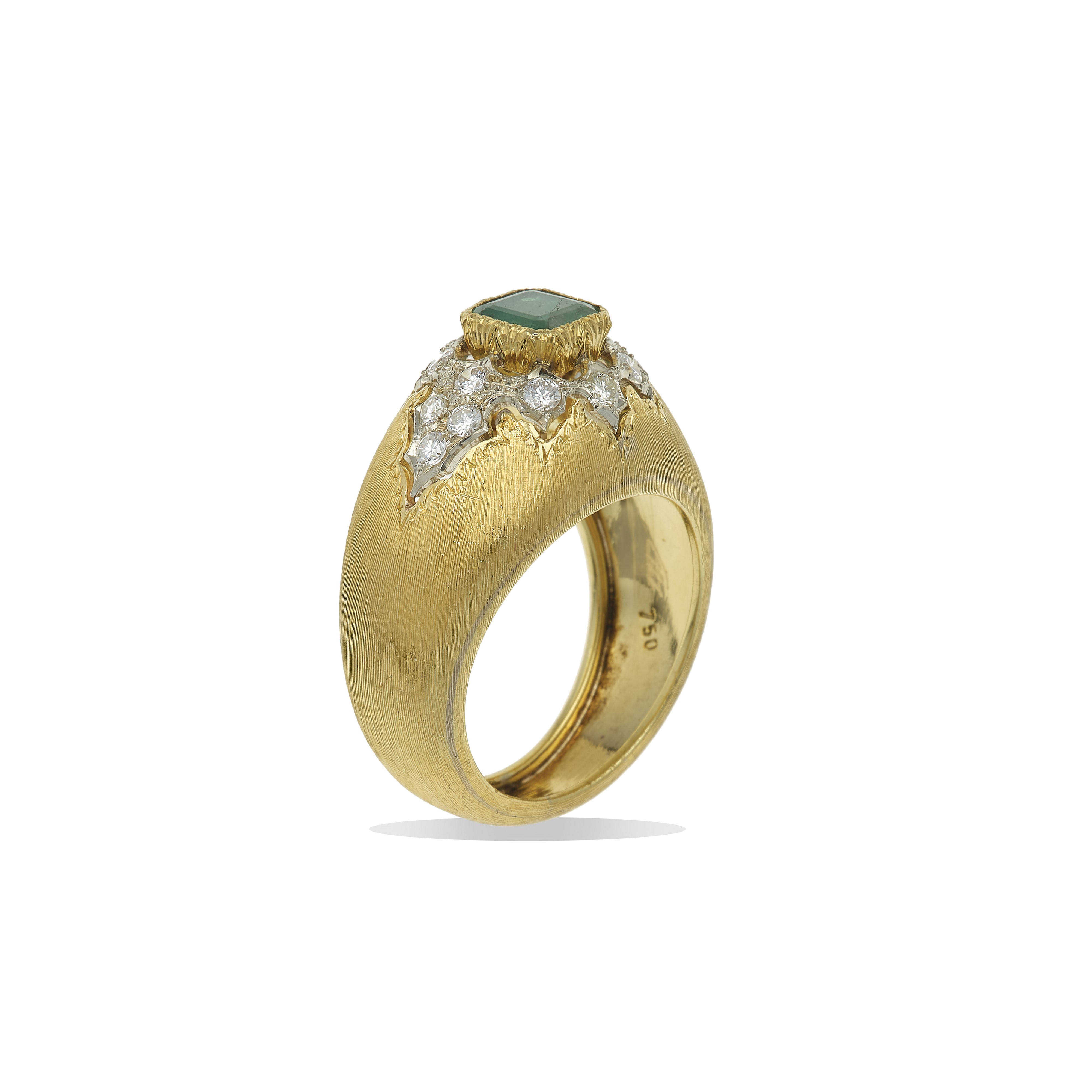 Anello con Smeraldo Centrale per Ct 0.70 Circa