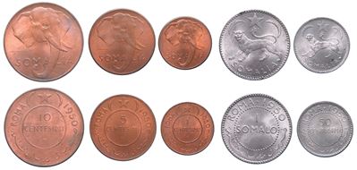 Repubblica Italiana. Afis, 1950-1960. Lotto di Cinque Monete.
