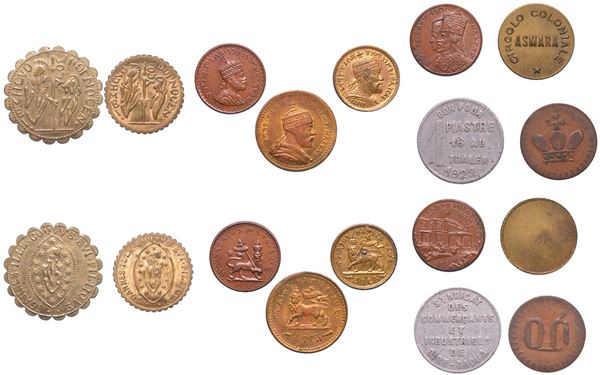 AFRICA E COLONIE AFRICANE. Lotto di nove gettoni.