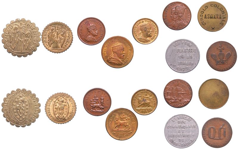 AFRICA E COLONIE AFRICANE. Lotto di nove gettoni.  - Auction Numismatics - I - Cambi Casa d'Aste