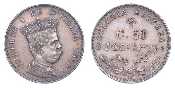 COLONIA ERITREA. UMBERTO I DI SAVOIA, 1890-1896. 50 Centesimi 1890.