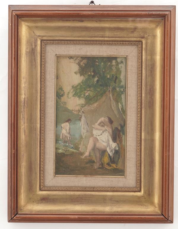 Gian Pietro Restellini (1895-1978) Ragazze al fiume, 1955